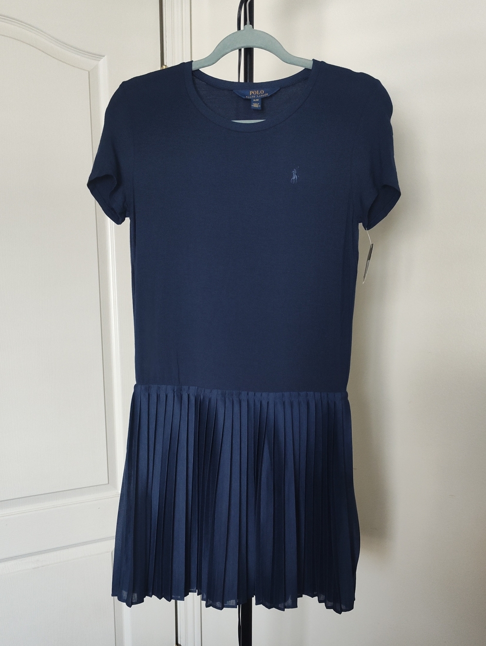 Polo by Ralph Lauren Navy Girls' Knit Top Pleated Skirt Dress